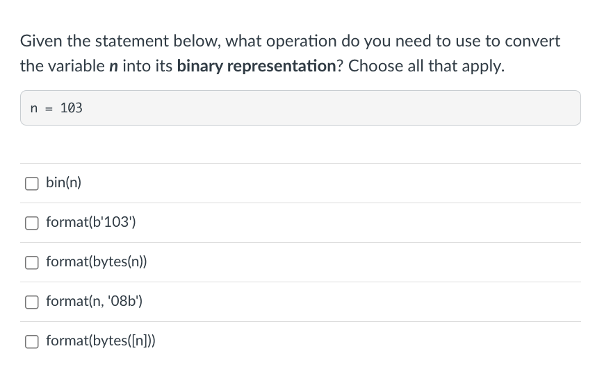 Solved Given the statement below, what operation do you need | Chegg.com