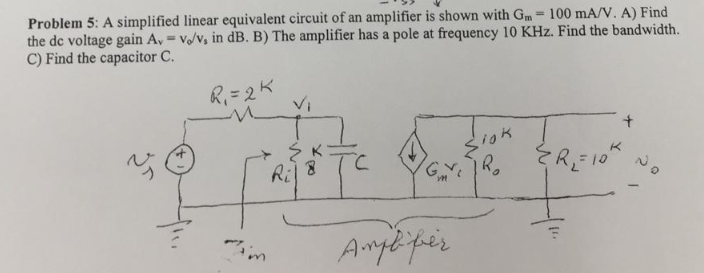 Solved Problem 5: A simplified linear equivalent circuit of | Chegg.com