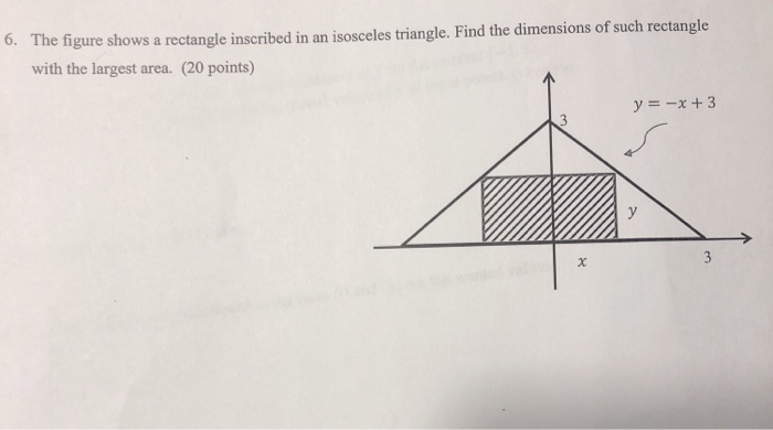 Solved e figure shows a rectangle inscribed in an isosceles | Chegg.com