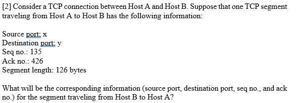 (Solved) : 21 Consider Tcp Connection Host Host B Suppose One Tcp ...