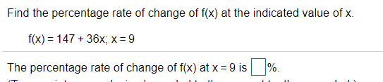 Find The Relative Rate Of Change Of F X At The Indicated Value Of X