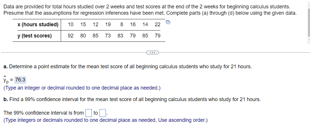 Solved Data are provided for total hours studied over 2 | Chegg.com