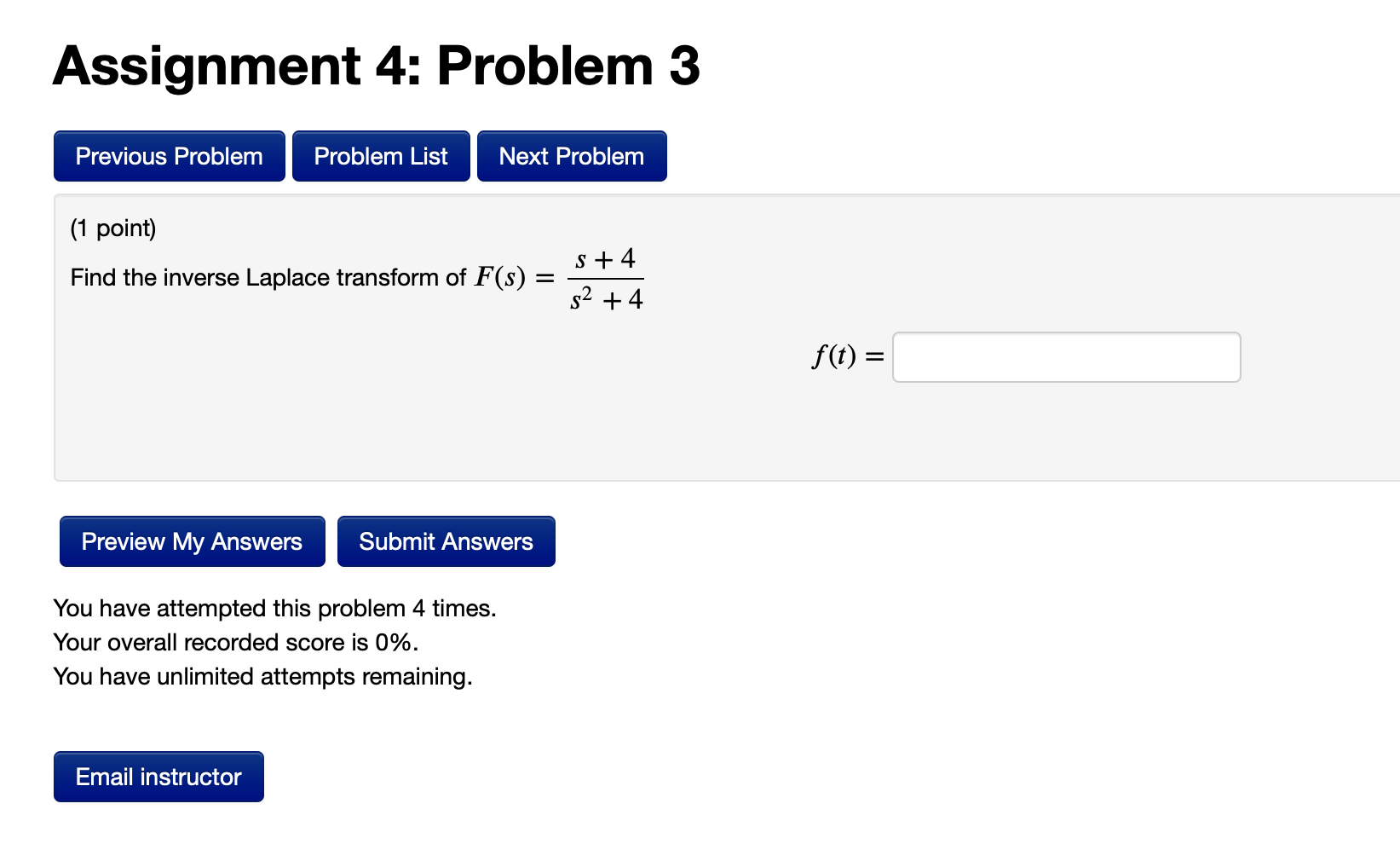 Solved Assignment 4: Problem 3 Previous Problem Problem List | Chegg.com
