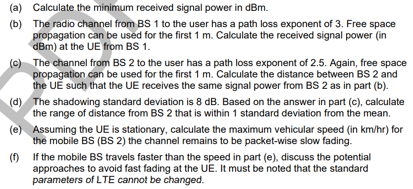 A mobile user is 1 km away from an LTE base station | Chegg.com