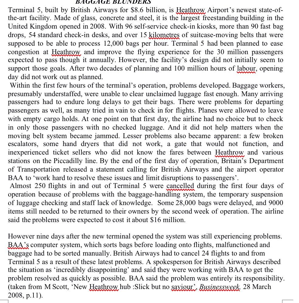 Solved BAGGAGE BLUNDERS Terminal 5, built by British Airways