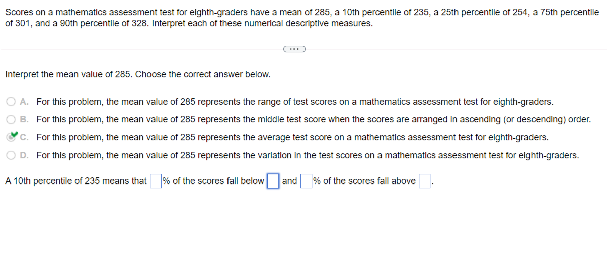 Solved Scores on a mathematics assessment test for | Chegg.com