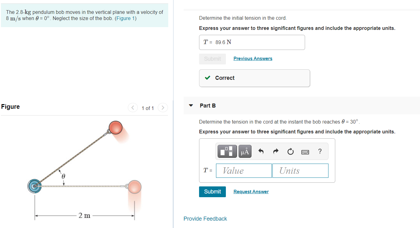 Solved The 2.8-kg pendulum bob moves in the vertical plane | Chegg.com