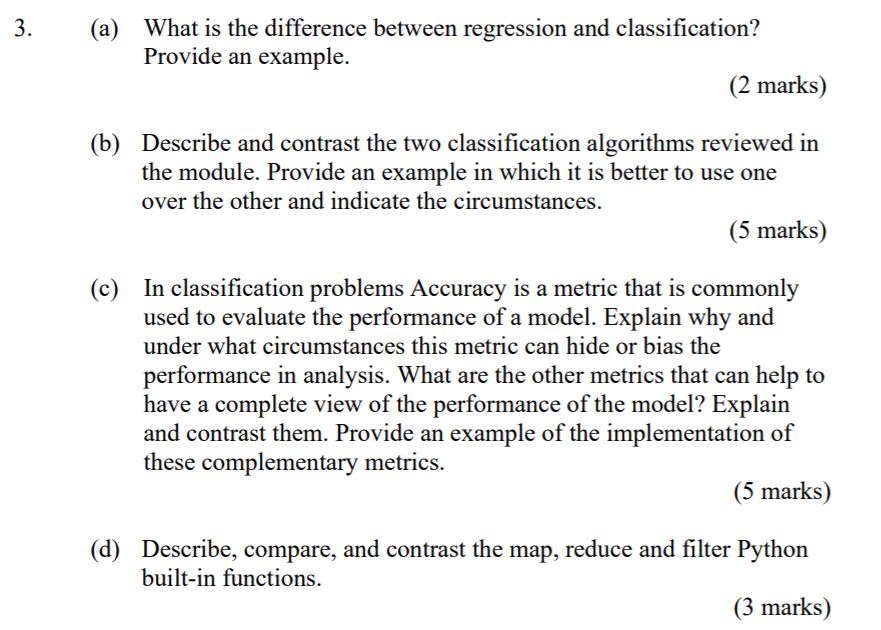 Solved 3. (a) What is the difference between regression and | Chegg.com