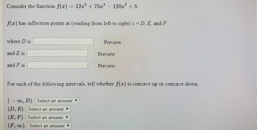 Solved 12 75a 120 +5 Consider the function f(x) f() has | Chegg.com