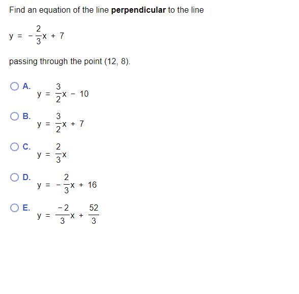 Solved Find an equation of the line perpendicular to the | Chegg.com