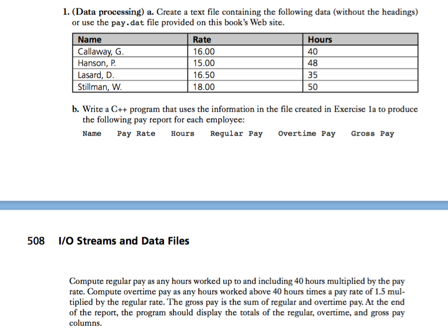 Solved Write a C++ program that uses the information in the | Chegg.com