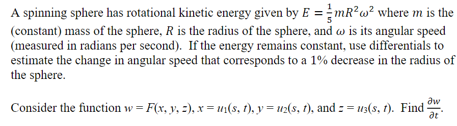 Solved A spinning sphere has rotational kinetic energy given | Chegg.com