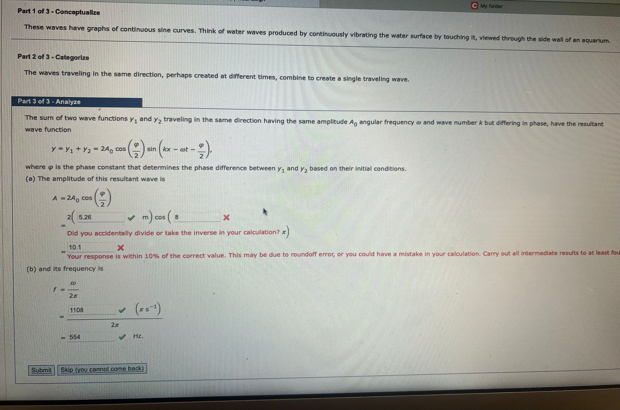 Solved Two traveling sinusoidal waves are described by the | Chegg.com