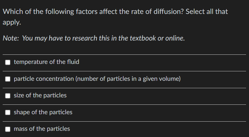 Solved Which of the following factors affect the rate of | Chegg.com