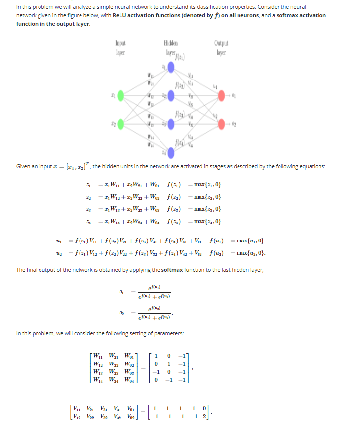 Solved In this problem we will analyze a simple neural | Chegg.com