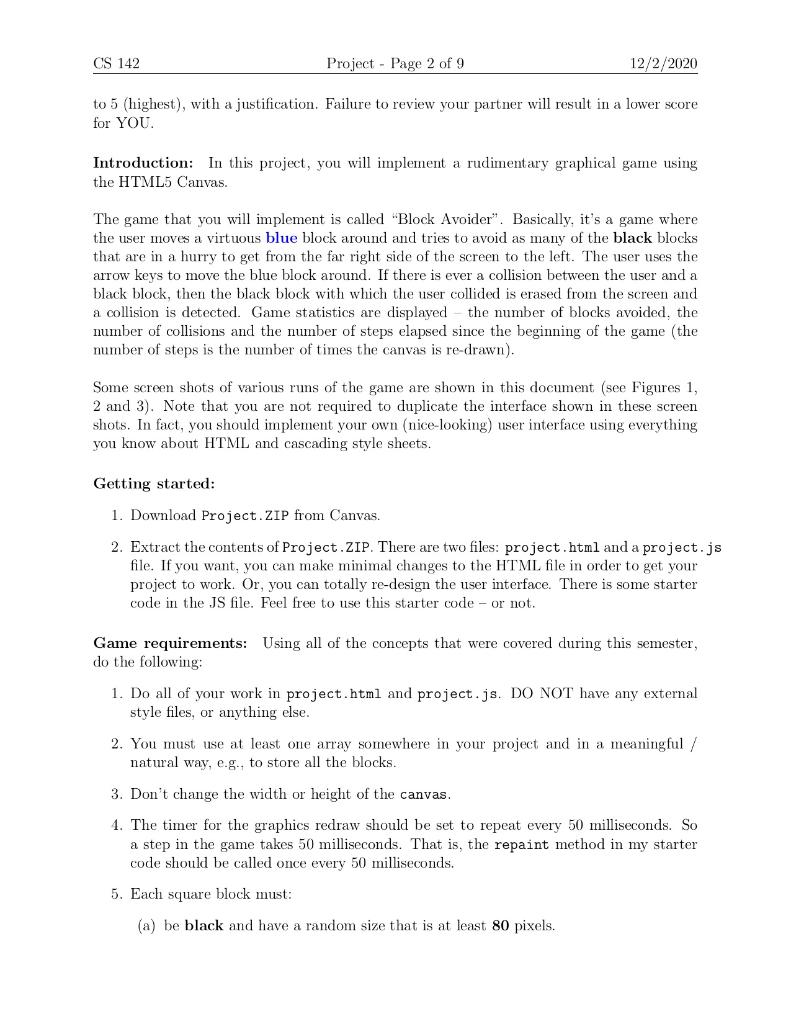 CS 142 Project - Page 2 of 9 12/2/2020 to 5 | Chegg.com