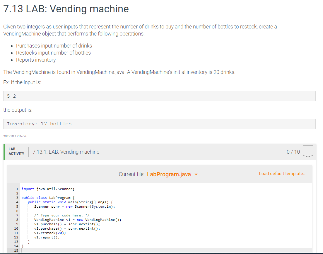 Solved 7.13 LAB: Vending machine Given two integers as user | Chegg.com