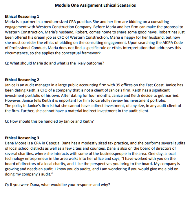 Ethical Reasoning 1 Maria is a partner in a | Chegg.com