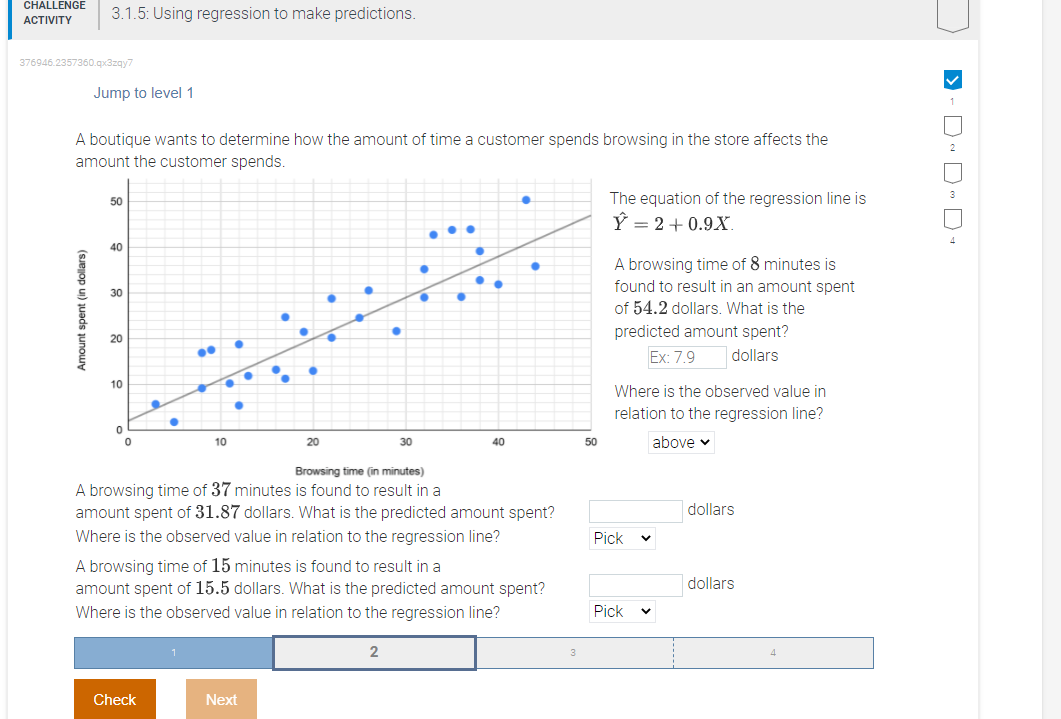 Solved CHALLENGE ACTIVITY 3.1.5 Using regression to make