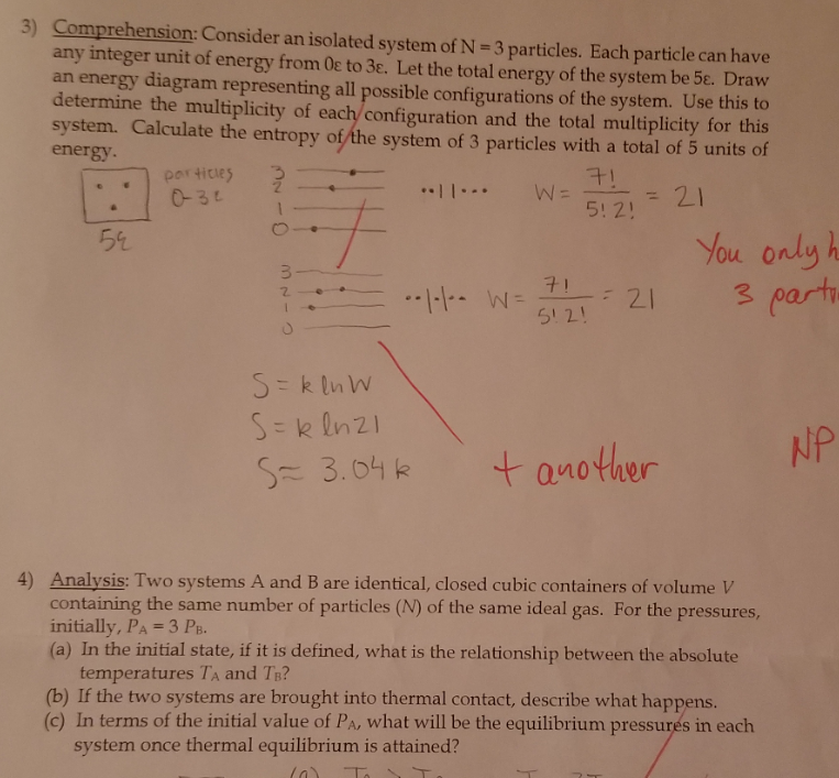 Solved 3) Comprehension: Consider an isolated system of N 3 | Chegg.com