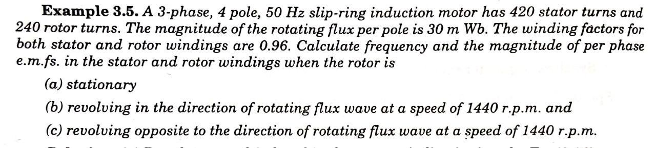 Solved Example 3.5. A 3-phase, 4 pole, 50 Hz slip-ring | Chegg.com