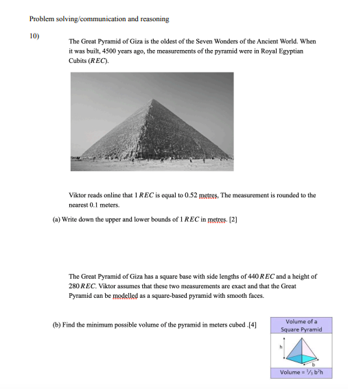 Pyramid Problem Hard Problem solving/communication and reasoning10)The | Chegg.com