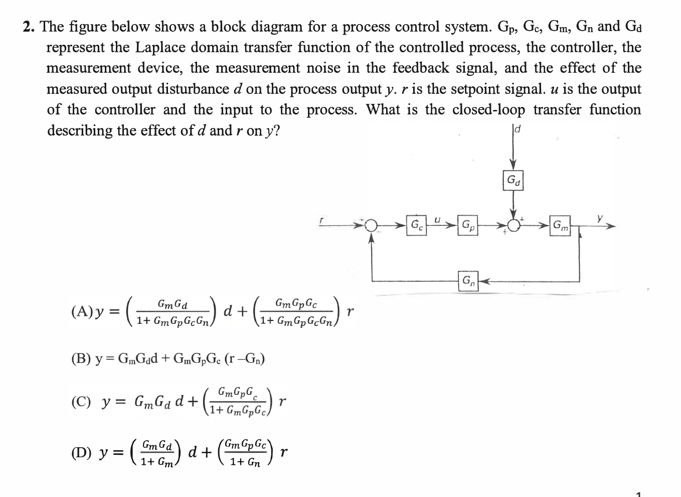Solved 2. The figure below shows a block diagram for a | Chegg.com