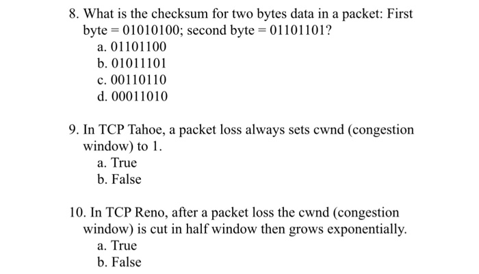 Solved 1. UDP Is A Connection-oriented Protocol? A. TRUE B. | Chegg.com