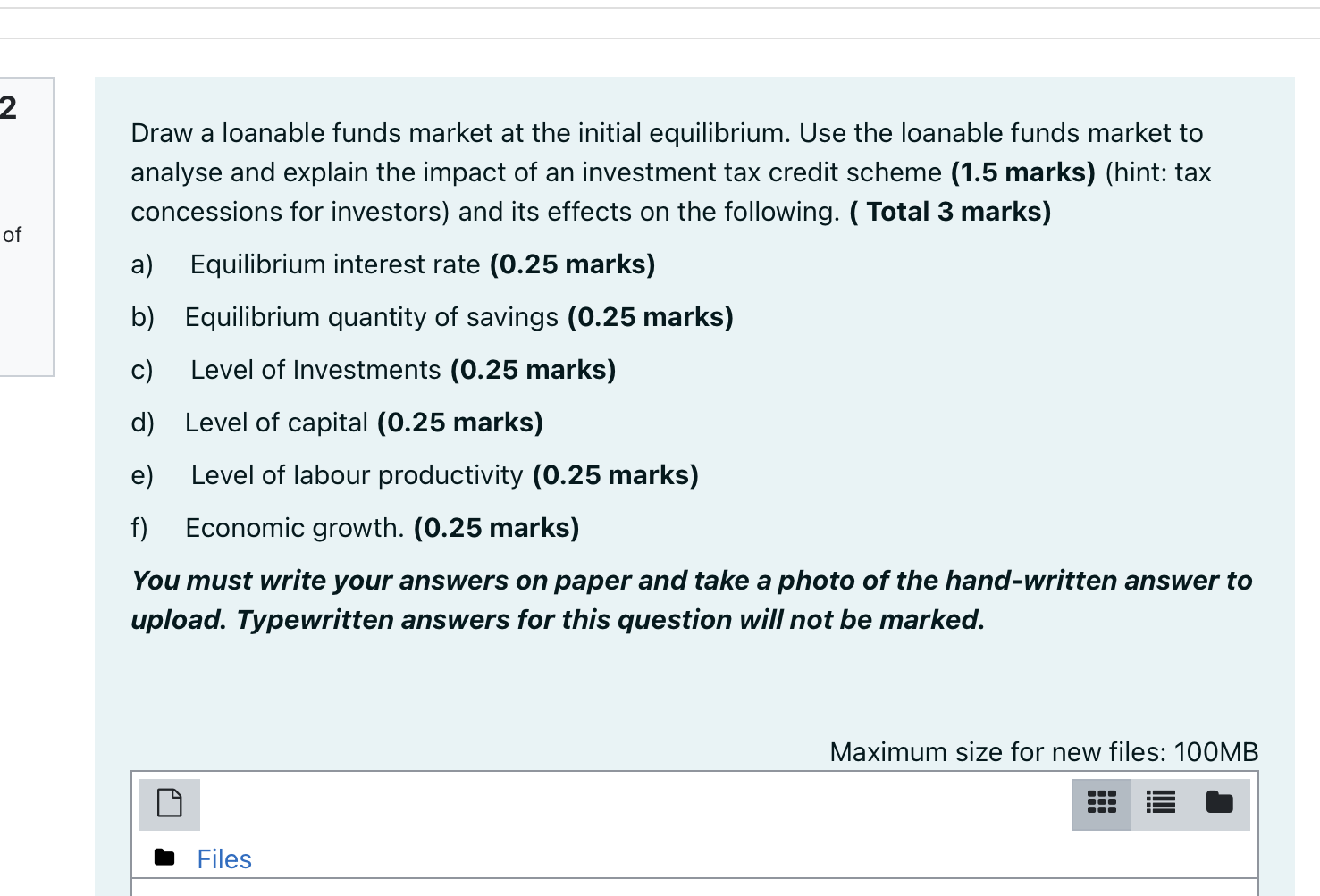 Solved 2 of Draw a loanable funds market at the initial | Chegg.com