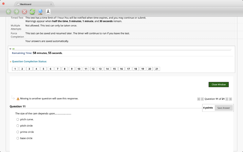 Solved Blackboard Ā Timed Test This test has a time limit of