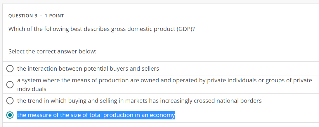 Solved QUESTION 3 · 1 POINT Which of the following best | Chegg.com