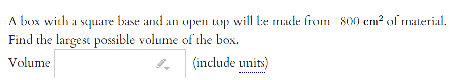 Solved A box with a square base and an open top will be made | Chegg.com