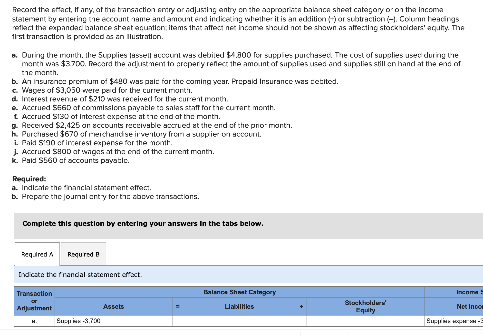 Solved Record the effect, if any, of the transaction entry | Chegg.com
