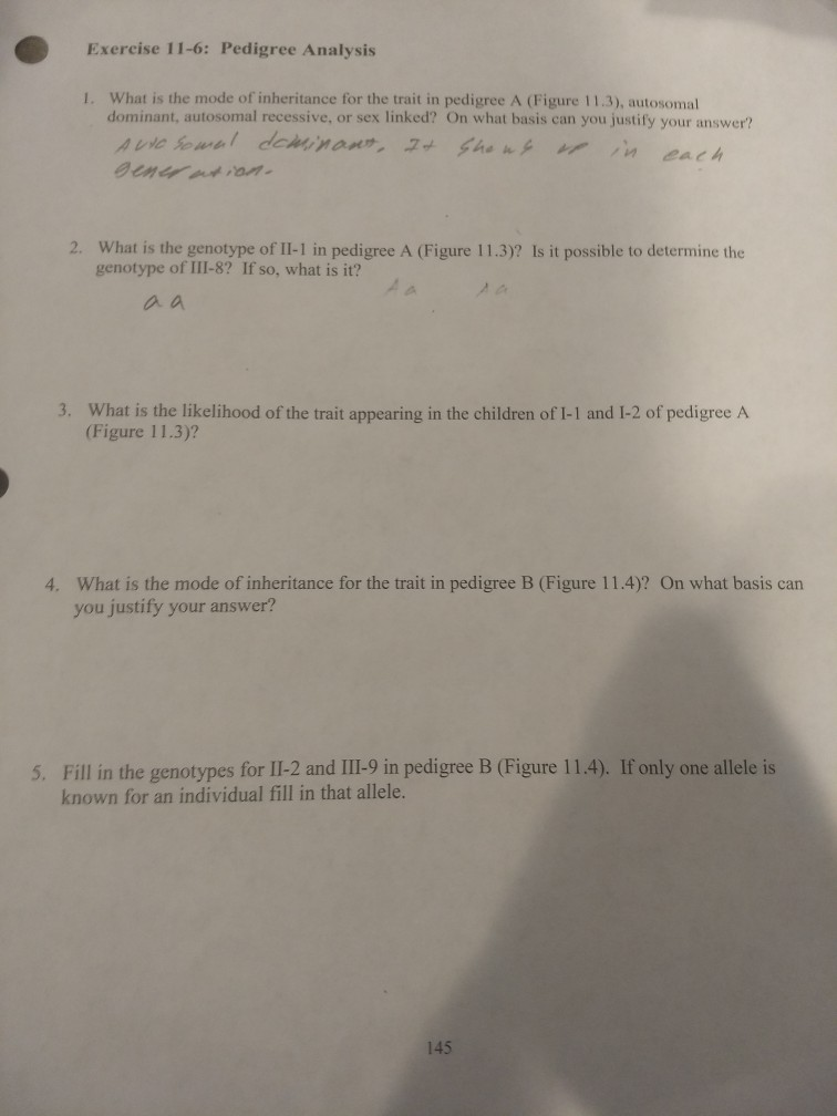 Solved Exercise 11-6: Pedigree Analysis 1. What is the mode | Chegg.com