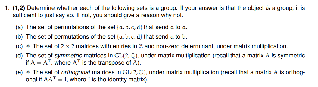 Solved 1. (1,2) Determine whether each of the following sets | Chegg.com