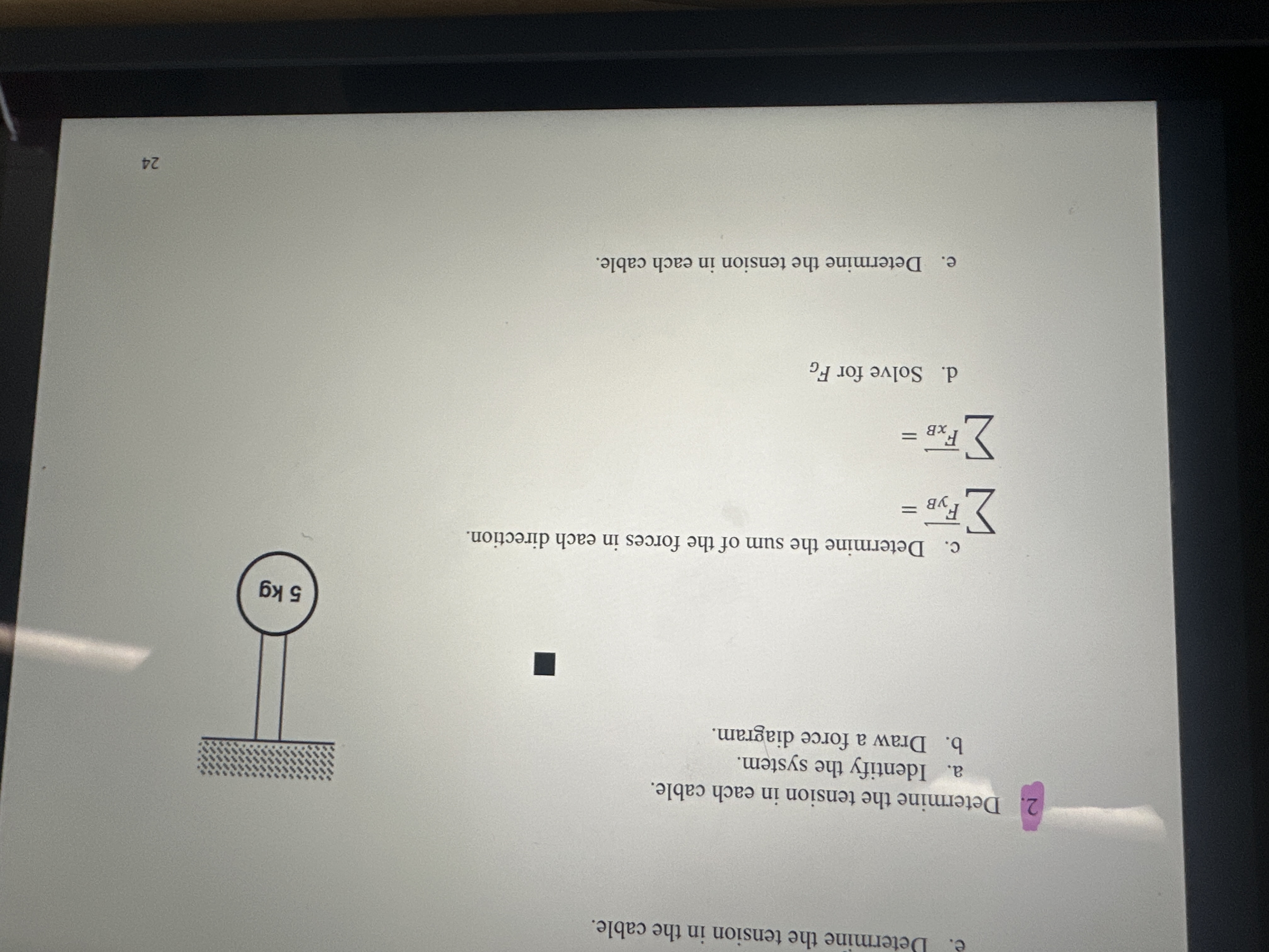 Solved Determine the tension in each cable. a. Identify the | Chegg.com