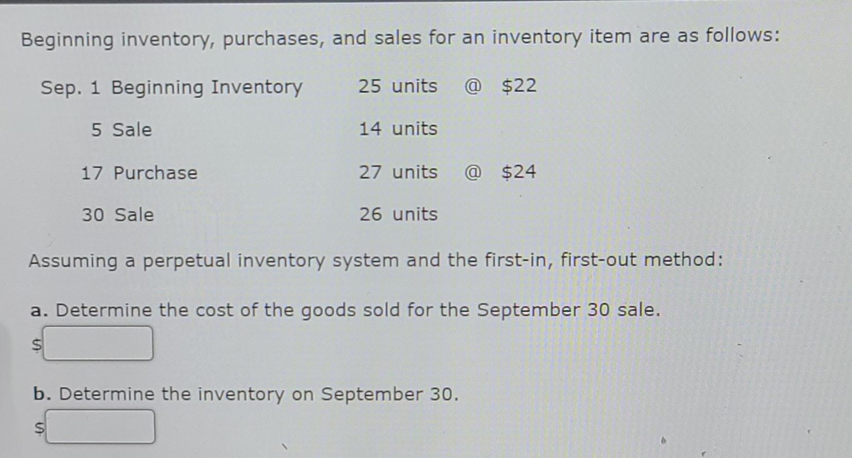 Solved Beginning Inventory, Purchases, And Sales For An | Chegg.com