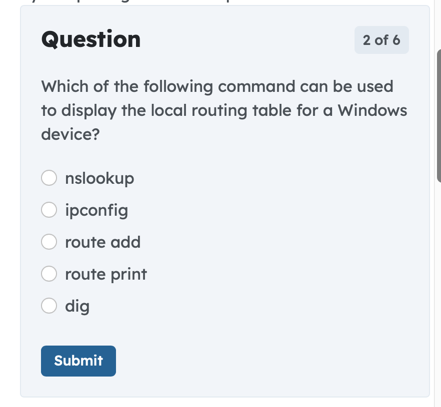 in windows what command is used to view the routing table