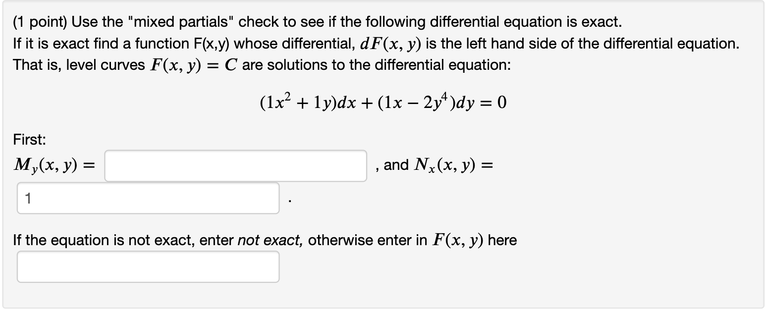 Solved (1 point) Use the 