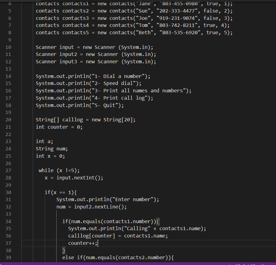 Solved Rewrite line 37 [counter++;] in contactsTest.java in | Chegg.com