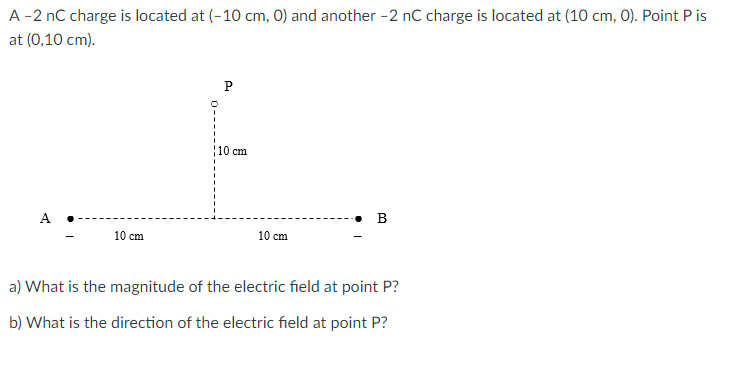 Solved A-2 nC charge is located at (-10 cm, O) and another | Chegg.com
