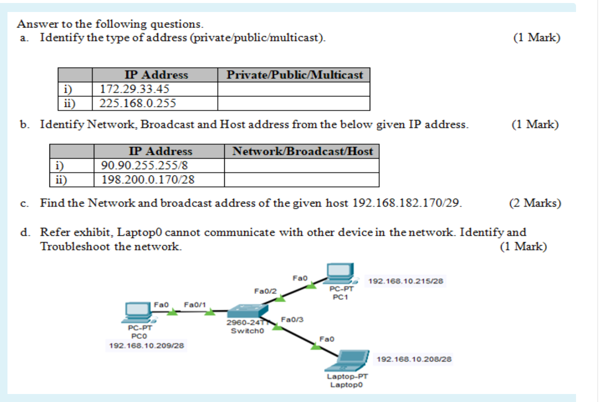 Solved Answer to the following questions. a. Identify the | Chegg.com