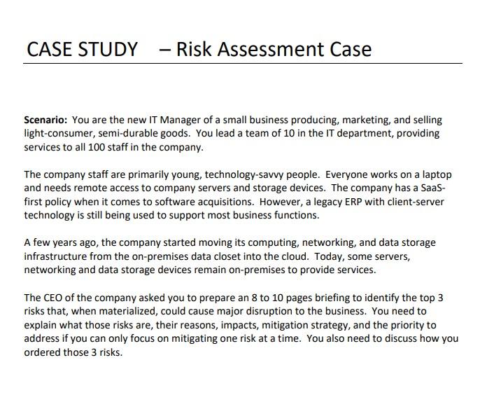 case study risk assessment example