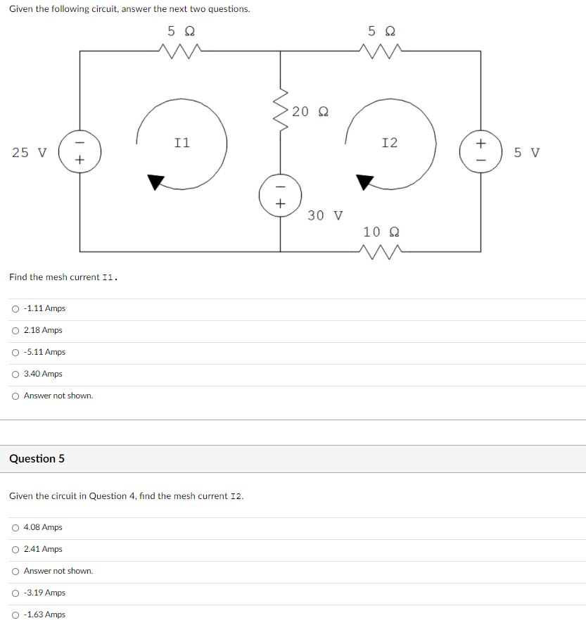 Solved Given the following circuit, answer the next two | Chegg.com