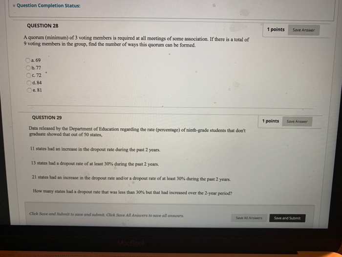 Solved Question Completion Status: QUESTION 28 1 points Save | Chegg.com