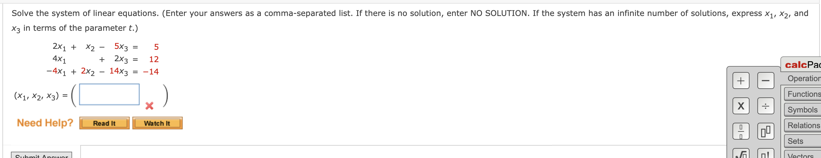 Solved Solve the system of linear equations. (Enter your | Chegg.com