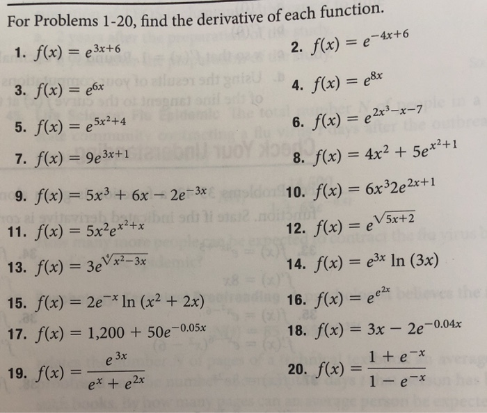 Solved For Problems 1-20, find the derivative of each | Chegg.com