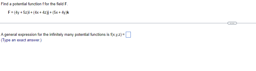 Solved Find a potential function f for the field F. | Chegg.com