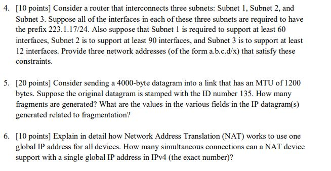 Solved 4. [10 points] Consider a router that interconnects | Chegg.com