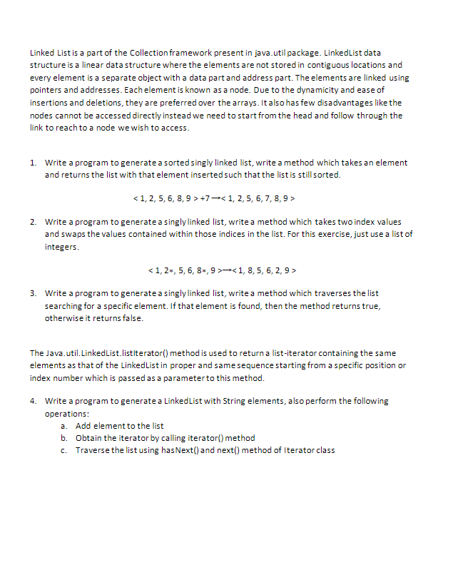 Solved Linked List is a part of the Collection framework | Chegg.com